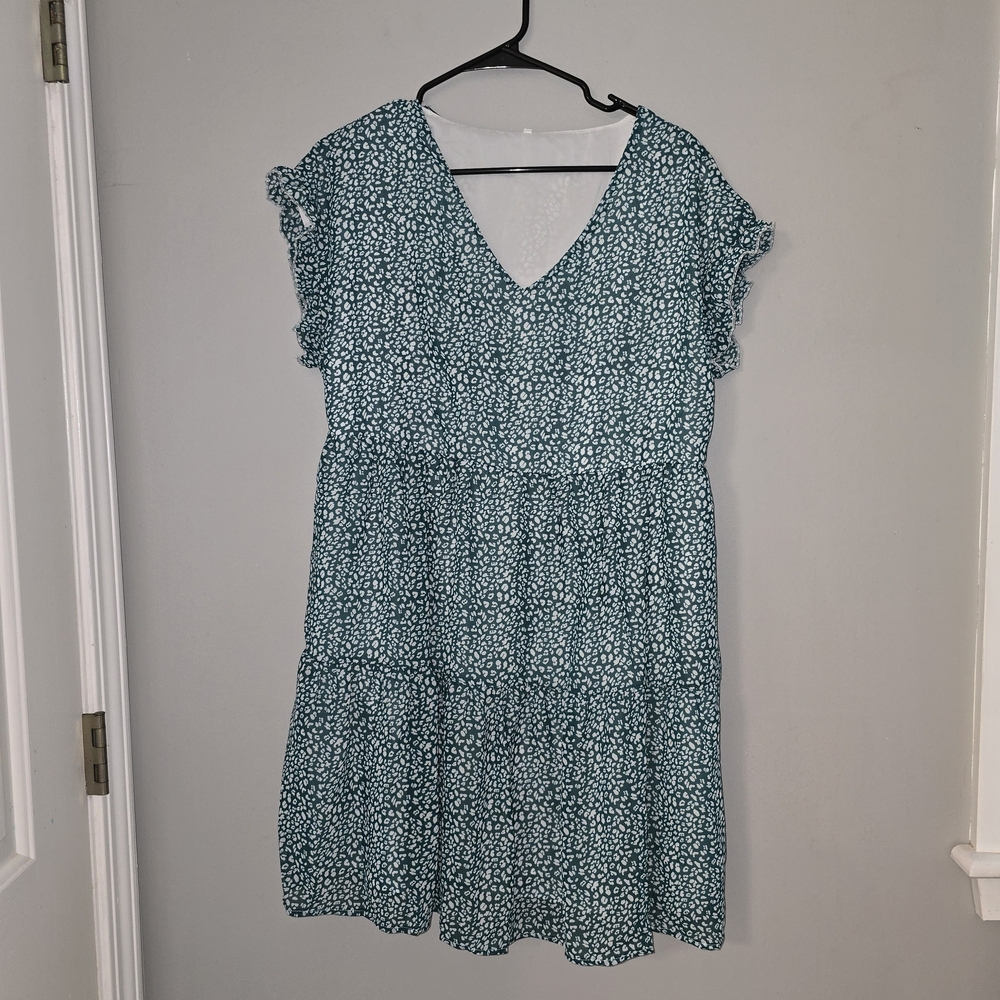 🌟 Cheetah Print Teal Dress